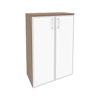 Шкаф средний со стеклом лакобель white в раме ONIX O.ST-2.4R White