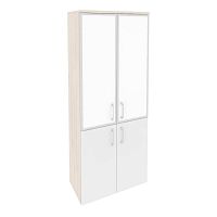 Шкаф высокий со стеклом лакобель white в раме ОНИКС O.ST-1.2R White