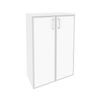 Шкаф средний со стеклом лакобель white в раме ОНИКС O.ST-2.4R White