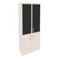 Шкаф высокий со стеклом лакобель black в раме ОНИКС O.ST-1.2R Black