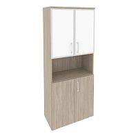 Шкаф высокий со стеклом лакобель white в раме ONIX O.ST-1.4R White