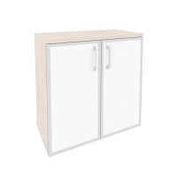 Шкаф низкий со стеклом лакобель white в раме ONIX O.ST-3.2R White