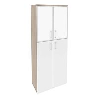 Шкаф высокий со стеклом лакобель white в раме ONIX O.ST-1.7R White
