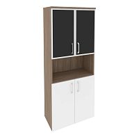 Шкаф высокий со стеклом лакобель black в раме ONIX O.ST-1.4R Black