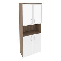 Шкаф высокий со стеклом лакобель white в раме ONIX O.ST-1.4R White