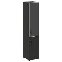 Шкаф высокий узкий со стеклом в раме LT-SU 1.2R Black Л/Пр ЯЛТА / YALTA