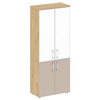 Шкаф высокий комбинированный со стеклом лакобель в раме SK.ST-1.10R black / white SHIFT