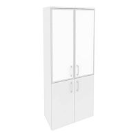 Шкаф высокий со стеклом лакобель white в раме ОНИКС O.ST-1.2R White