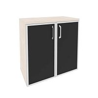 Шкаф низкий со стеклом лакобель black в раме ONIX O.ST-3.2R Black