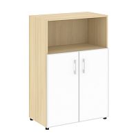 Шкаф средний широкий со стеклом в раме LT-ST 2.2R White YALTA