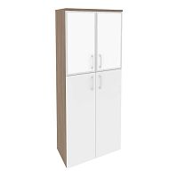 Шкаф высокий со стеклом лакобель white в раме ONIX O.ST-1.7R White