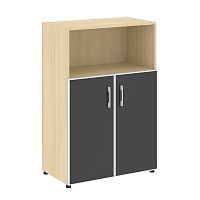 Шкаф средний широкий со стеклом в раме LT-ST 2.2R Black YALTA