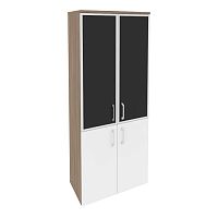 Шкаф высокий со стеклом лакобель black в раме ONIX O.ST-1.2R Black