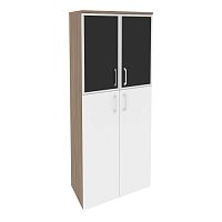 Шкаф высокий со стеклом лакобель black в раме ONIX O.ST-1.7R Black