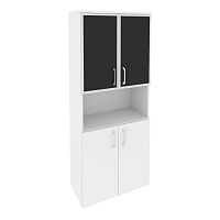 Шкаф высокий со стеклом лакобель black в раме ОНИКС O.ST-1.4R Black