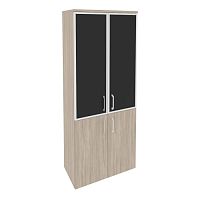 Шкаф высокий со стеклом лакобель black в раме ONIX O.ST-1.2R Black