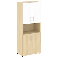 Шкаф высокий широкий со стеклом в раме LT-ST 1.4R White YALTA