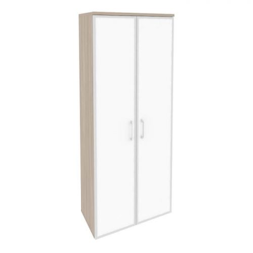 Шкаф высокий со стеклом лакобель white в раме ONIX O.ST-1.10R White