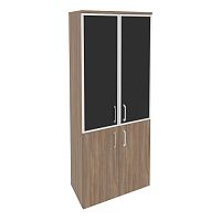 Шкаф высокий со стеклом лакобель black в раме ОНИКС O.ST-1.2R Black
