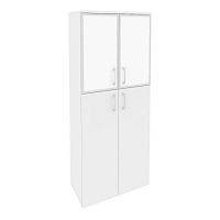 Шкаф высокий со стеклом лакобель white в раме ОНИКС O.ST-1.7R White