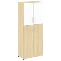 Шкаф высокий широкий со стеклом в раме LT-ST 1.7R White YALTA
