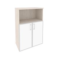 Шкаф средний со стеклом лакобель white в раме ONIX O.ST-2.2R White