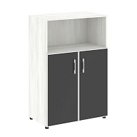 Шкаф средний широкий со стеклом в раме LT-ST 2.2R Black YALTA