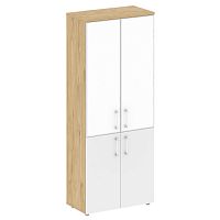 Шкаф высокий комбинированный со стеклом лакобель в раме SK.ST-1.10R black / white SHIFT