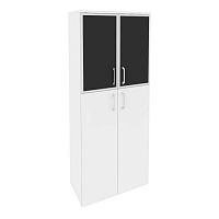 Шкаф высокий со стеклом лакобель black в раме ОНИКС O.ST-1.7R Black