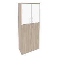 Шкаф высокий со стеклом лакобель white в раме ONIX O.ST-1.7R White