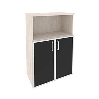 Шкаф средний со стеклом лакобель black в раме ONIX O.ST-2.2R Black