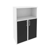 Шкаф средний со стеклом лакобель black в раме ОНИКС O.ST-2.2R Black