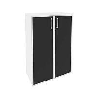 Шкаф средний со стеклом лакобель black в раме ОНИКС O.ST-2.4R Black
