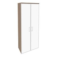 Шкаф высокий со стеклом лакобель white в раме ONIX O.ST-1.10R White