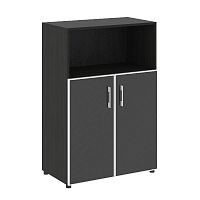 Шкаф средний широкий со стеклом в раме LT-ST 2.2R Black ЯЛТА / YALTA