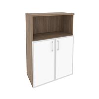 Шкаф средний со стеклом лакобель white в раме ONIX O.ST-2.2R White