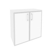 Шкаф низкий со стеклом лакобель white в раме ОНИКС O.ST-3.2R White