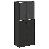 Шкаф высокий широкий со стеклом в раме LT-ST 1.7R Black ЯЛТА / YALTA