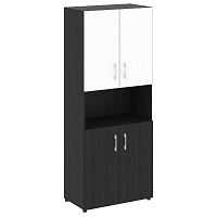 Шкаф высокий широкий со стеклом в раме LT-ST 1.4R White ЯЛТА / YALTA