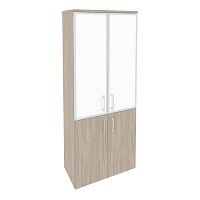 Шкаф высокий со стеклом лакобель white в раме ONIX O.ST-1.2R White