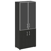 Шкаф высокий широкий со стеклом в раме LT-ST 1.2R Black ЯЛТА / YALTA
