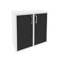Шкаф низкий со стеклом лакобель black в раме ОНИКС O.ST-3.2R Black