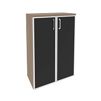 Шкаф средний со стеклом лакобель black в раме ONIX O.ST-2.4R Black