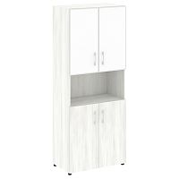 Шкаф высокий широкий со стеклом в раме LT-ST 1.4R White YALTA