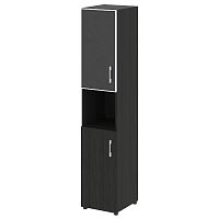 Шкаф высокий узкий со стеклом в раме LT-SU 1.4R Black Л/Пр ЯЛТА / YALTA