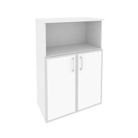 Шкаф средний со стеклом лакобель white в раме ОНИКС O.ST-2.2R White