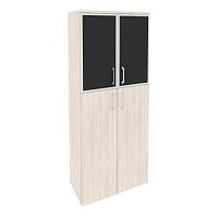 Шкаф высокий со стеклом лакобель black в раме ОНИКС O.ST-1.7R Black