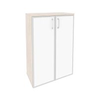 Шкаф средний со стеклом лакобель white в раме ONIX O.ST-2.4R White