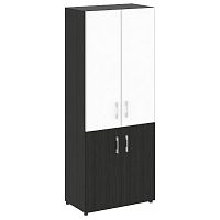Шкаф высокий широкий со стеклом в раме LT-ST 1.2R White ЯЛТА / YALTA