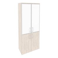 Шкаф высокий со стеклом лакобель white в раме ОНИКС O.ST-1.2R White